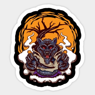 Scary Werewolf Costumes for a Halloween Party Sticker